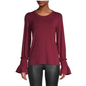 Kobi Halperin Maroon Berry Red Bell Sleeve Holiday Alix Top Blouse Shirt XS